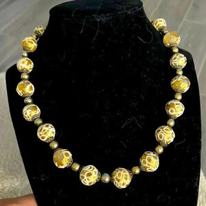 Vintage white cake beaded necklace